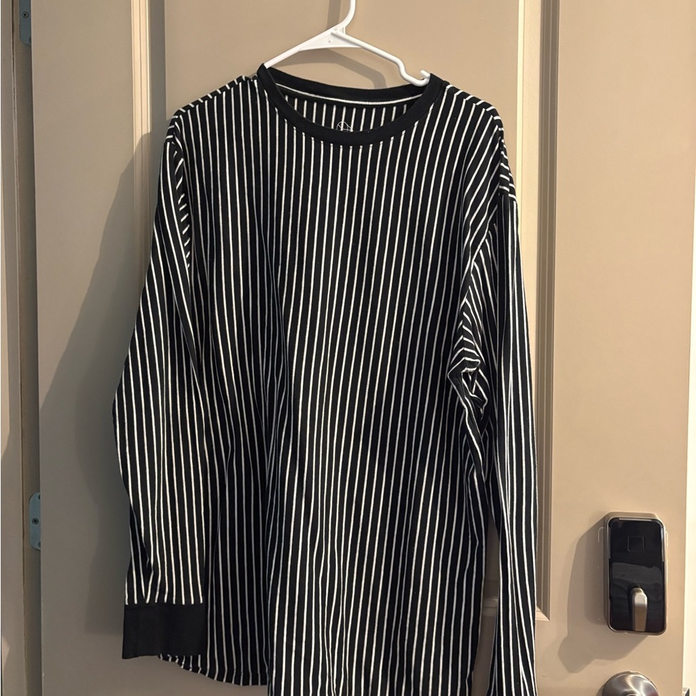 Black and White Striped Men's Shirt